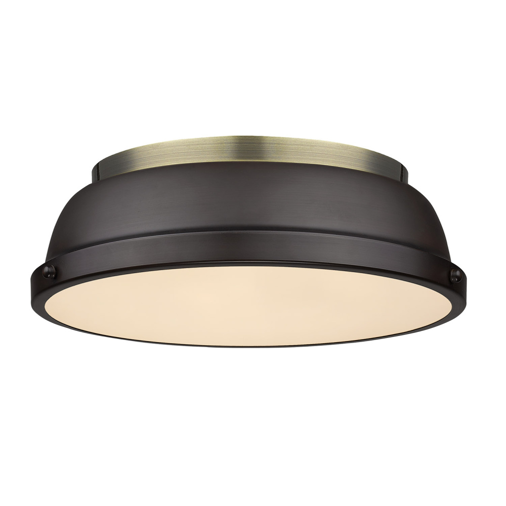 Yep by Golden Lighting Duncan 2-light Flush Mount in Aged Brass and Rubbed Bronze shade